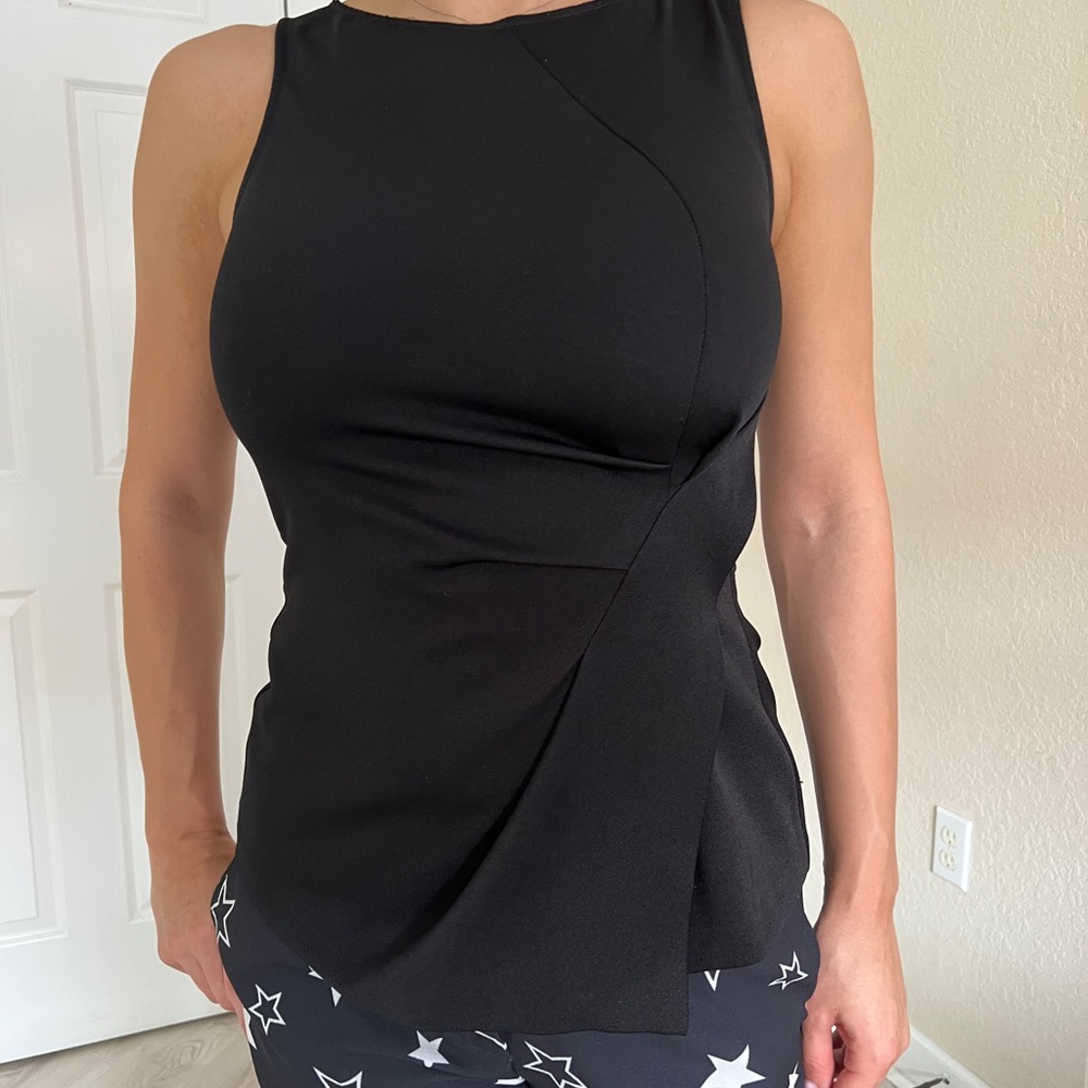 Zara Black Side Ruched Top Sleeveless; Sz M